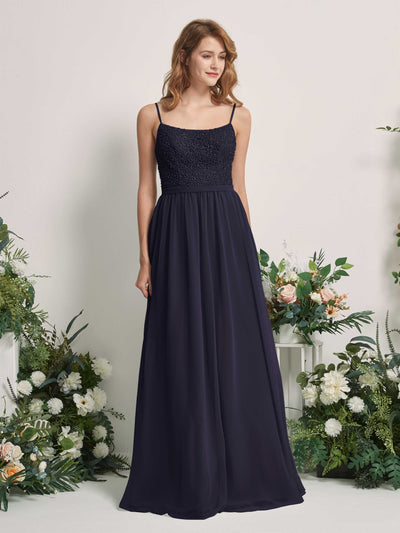 Carlyna Ursula A-Line Dark Navy Beaded Bridesmaid Dress Maxi Sleeveless Sweetheart Dress #color_dark-navy