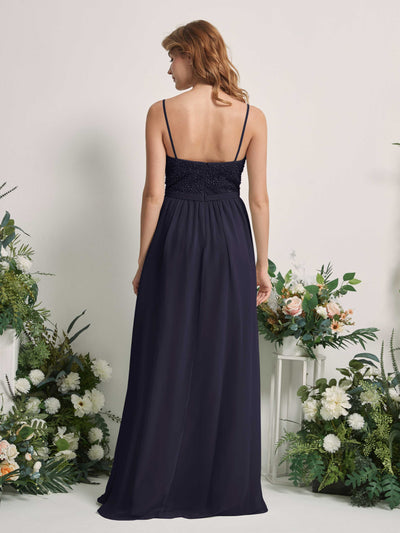 Carlyna Ursula A-Line Dark Navy Beaded Bridesmaid Dress Maxi Sleeveless Sweetheart Dress #color_dark-navy