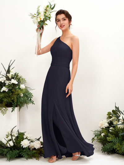 Carlyna Trita Sheath Dark Navy Bridesmaid Dress Maxi Sleeveless One Shoulder Dress #color_dark-navy