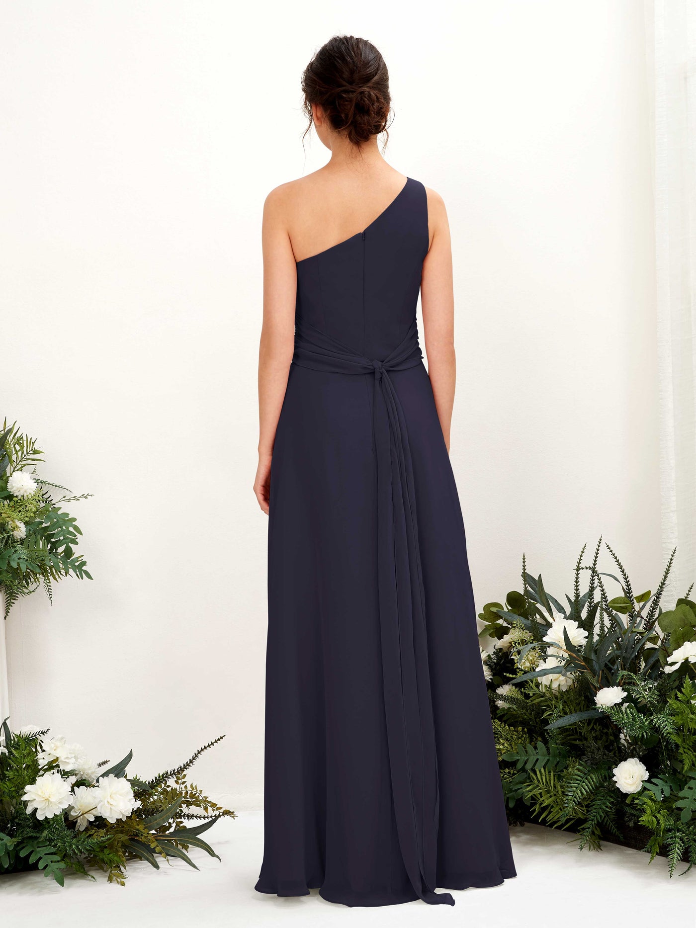 A-line One Shoulder Sleeveless Bridesmaid Dress  (81224718)#color_dark-navy