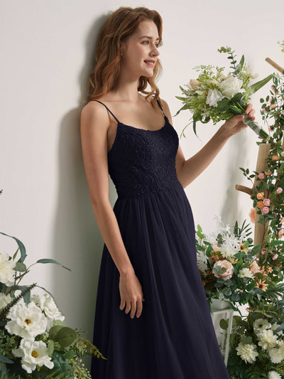 Carlyna Verna A-Line Dark Navy Beaded Bridesmaid Dress Maxi Sleeveless Sweetheart Dress #color_dark-navy