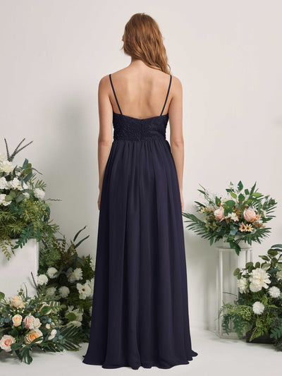 Carlyna Verna A-Line Dark Navy Beaded Bridesmaid Dress Maxi Sleeveless Sweetheart Dress #color_dark-navy