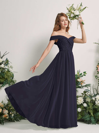 Carlyna Leona A-Line Dark Navy Embroidered Bridesmaid Dress Maxi Sleeveless Sweetheart Dress #color_dark-navy