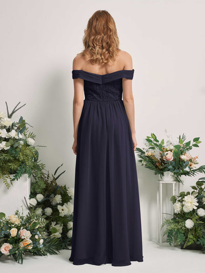 Carlyna Leona A-Line Dark Navy Embroidered Bridesmaid Dress Maxi Sleeveless Sweetheart Dress #color_dark-navy