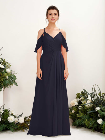 Carlyna Orlane A-Line Dark Navy Bridesmaid Dress Maxi Sleeveless V-Neck Dress #color_dark-navy