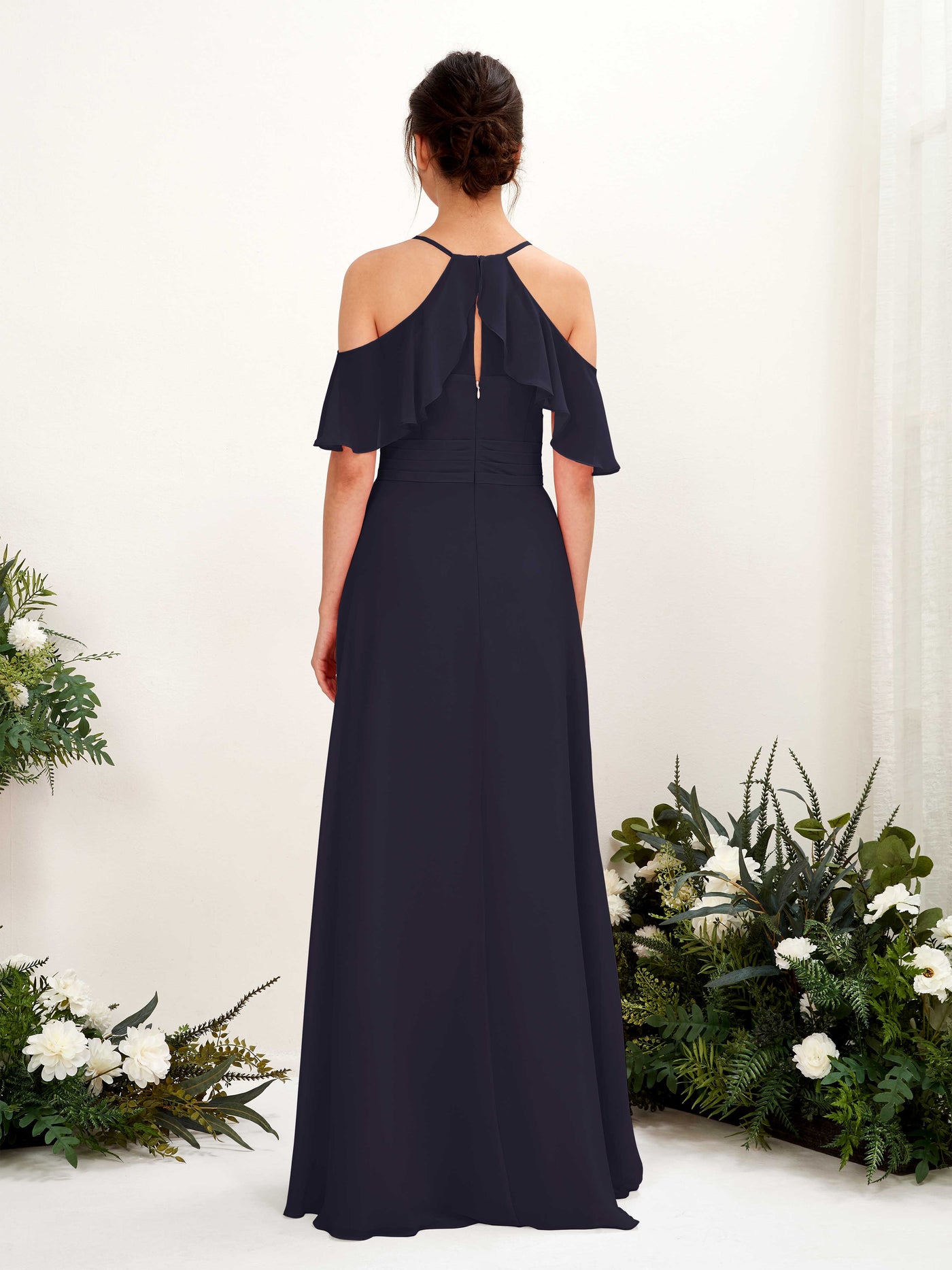 Ball Gown Off Shoulder Spaghetti-straps Chiffon Bridesmaid Dress  (81221718)#color_dark-navy