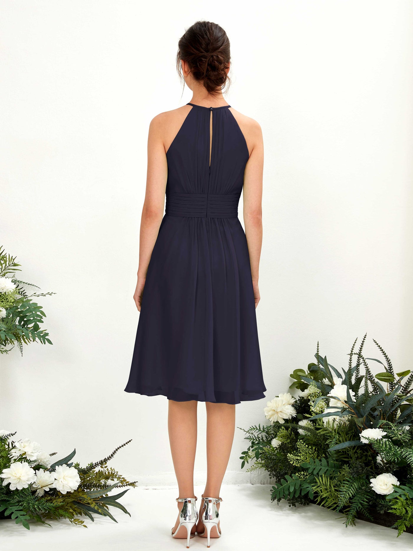 Halter Sleeveless Chiffon Bridesmaid Dress  (81220118)#color_dark-navy