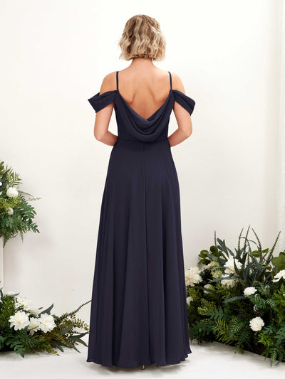 Carlyna Kauku A-Line Dark Navy Bridesmaid Dress Maxi Sleeveless V-Neck Dress #color_dark-navy
