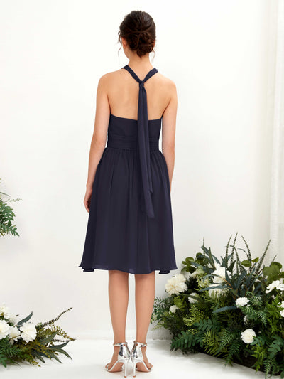 Carlyna Yvonne A-Line Dark Navy Bridesmaid Dress Knee-Length Sleeveless Round Neck Dress #color_dark-navy