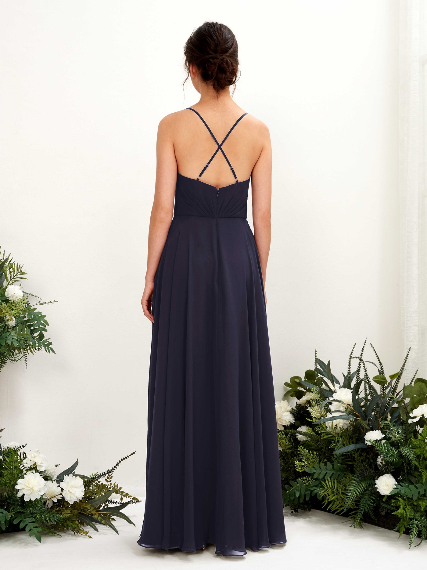 Spaghetti-straps V-neck Sleeveless Bridesmaid Dress  (81224218)#color_dark-navy