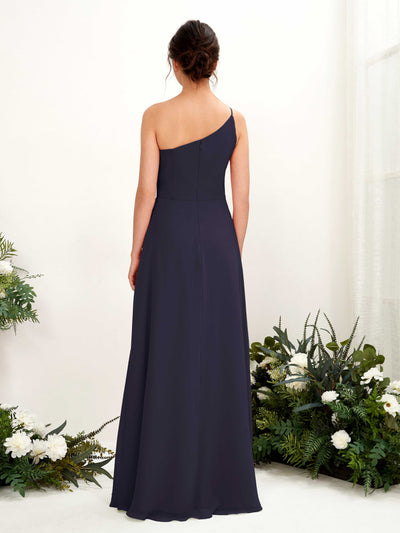 Carlyna Crystal A-Line Dark Navy Bridesmaid Dress Maxi Sleeveless One Shoulder Dress Back View #color_dark-navy