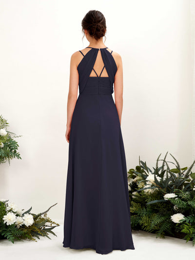 Carlyna Joa A-Line Dark Navy Bridesmaid Dress Maxi Sleeveless V-Neck Dress #color_dark-navy