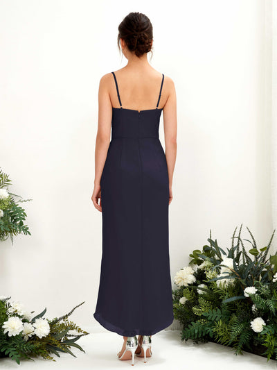 Carlyna Liliane Sheath Dark Navy Bridesmaid Dress Midi Sleeveless V-Neck Dress #color_dark-navy
