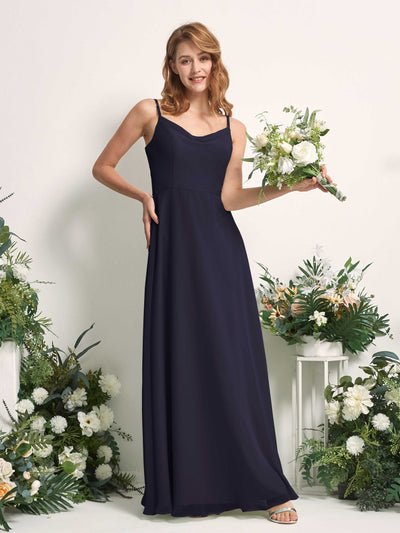 Carlyna Hannah A-Line Dark Navy Bridesmaid Dress Maxi Sleeveless Sweetheart Dress Front View #color_dark-navy