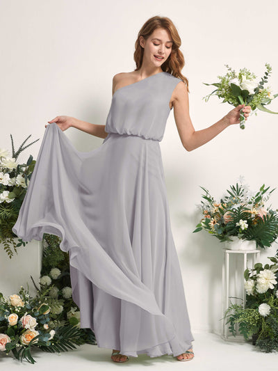 Carlyna Cecily A-Line Dove Bridesmaid Dress Maxi Sleeveless One Shoulder Dress Side View 2 #color_dove