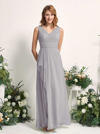 Carlyna Mollie A-Line Dove Bridesmaid Dress Maxi Sleeveless V-Neck Dress #color_dove