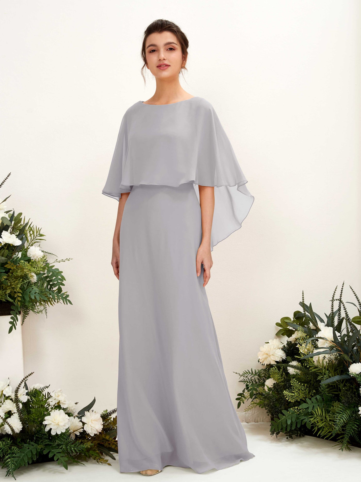 A-line Bateau Sleeveless Chiffon Bridesmaid Dress - Dove (81222025)#color_dove