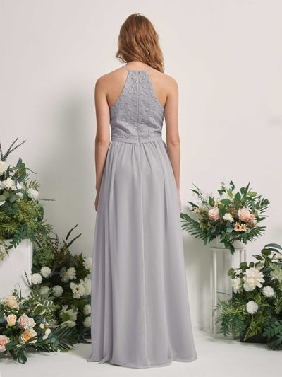 Carlyna Denise A-Line Dove Embroidered Bridesmaid Dress Maxi Sleeveless Round Neck Dress Back View #color_dove