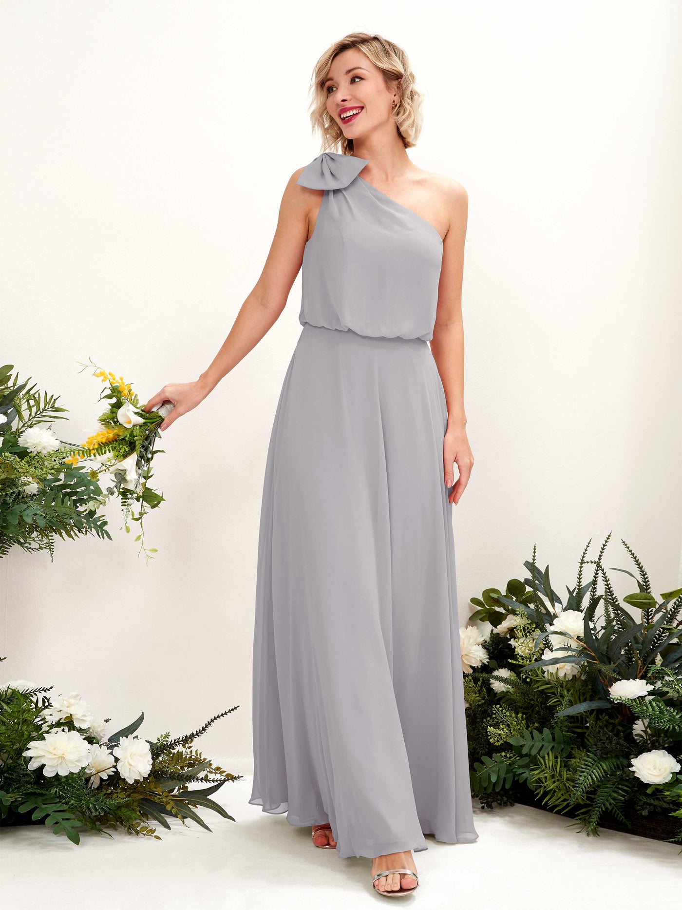 A-line One Shoulder Sleeveless Chiffon Bridesmaid Dress - Dove (81225525)#color_dove