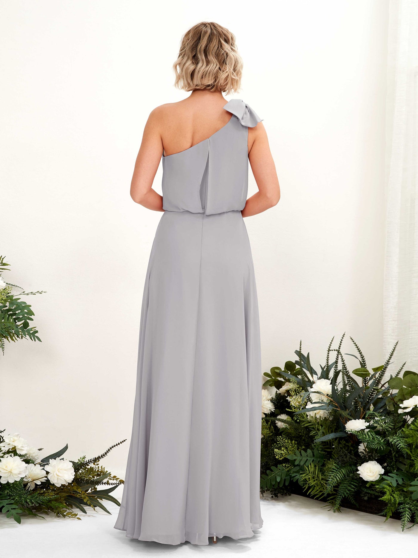 A-line One Shoulder Sleeveless Chiffon Bridesmaid Dress - Dove (81225525)#color_dove
