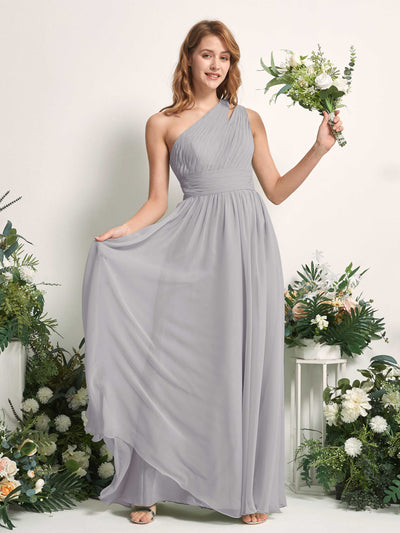 Carlyna Evelyn A-Line Dove Bridesmaid Dress Maxi Sleeveless One Shoulder Dress Front View #color_dove