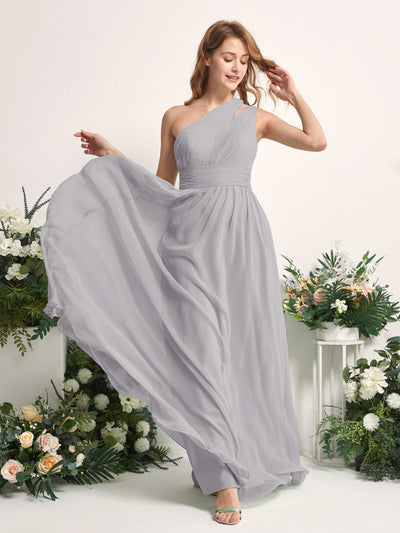Carlyna Evelyn A-Line Dove Bridesmaid Dress Maxi Sleeveless One Shoulder Dress Side View 2 #color_dove