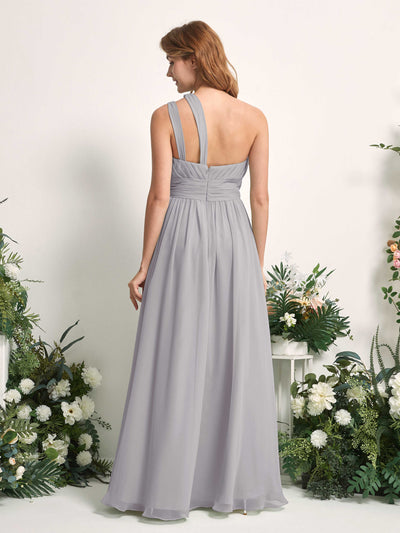Carlyna Evelyn A-Line Dove Bridesmaid Dress Maxi Sleeveless One Shoulder Dress Back View #color_dove