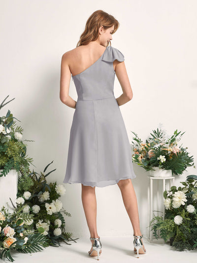 Carlyna Brenda A-Line Dove Bridesmaid Dress Knee-Length Sleeveless One Shoulder Dress Back View #color_dove