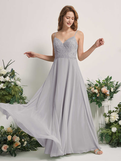Carlyna Gail A-Line Dove Beaded Bridesmaid Dress Maxi Sleeveless V-Neck Dress Front View #color_dove