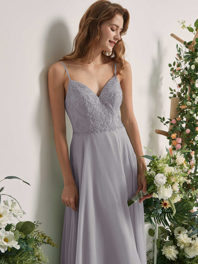 Carlyna Gail A-Line Dove Beaded Bridesmaid Dress Maxi Sleeveless V-Neck Dress Side View 3 #color_dove