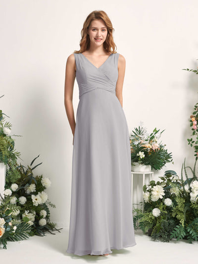 Carlyna June A-Line Dove Bridesmaid Dress Maxi Sleeveless V-Neck Dress #color_dove