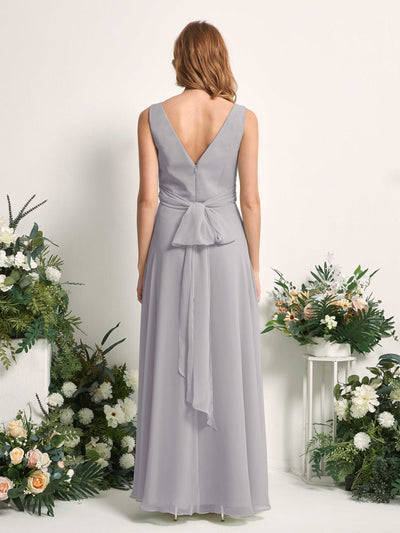 Carlyna June A-Line Dove Bridesmaid Dress Maxi Sleeveless V-Neck Dress #color_dove