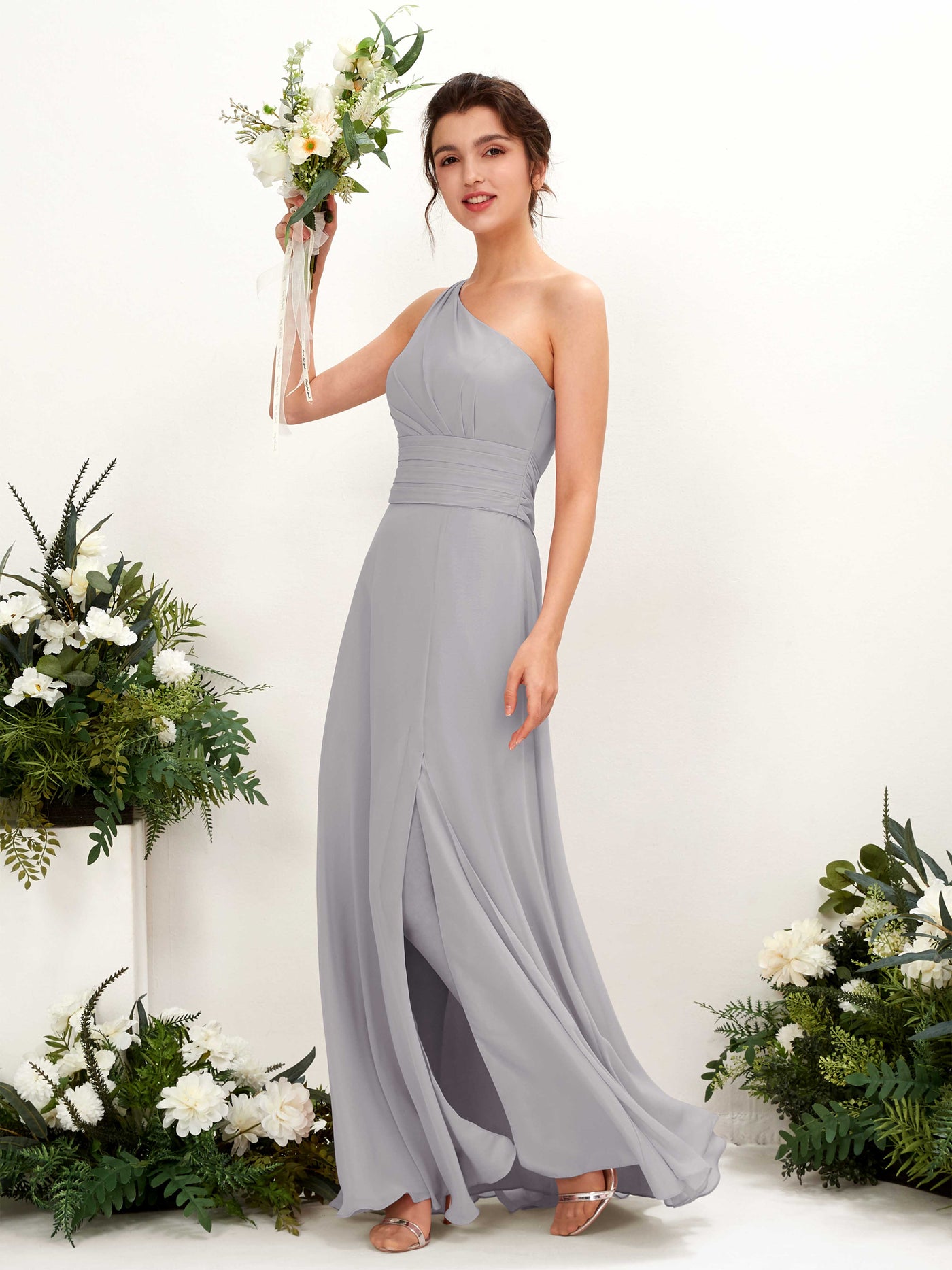 A-line One Shoulder Sleeveless Bridesmaid Dress - Dove (81224725)#color_dove