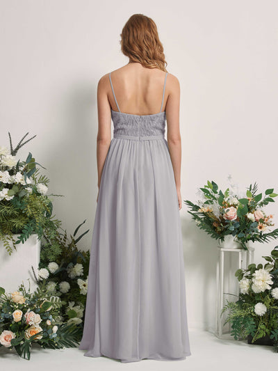 Carlyna Alexandra A-Line Dove Beaded Bridesmaid Dress Maxi Sleeveless V-Neck Dress Back View #color_dove