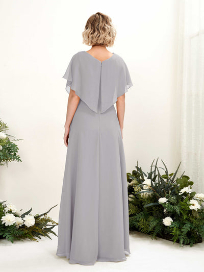 Carlyna Soleil A-Line Dove Bridesmaid Dress Maxi Short Sleeve V-Neck Dress #color_dove
