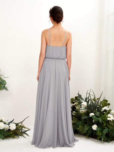 Carlyna Alva A-Line Dove Bridesmaid Dress Maxi Sleeveless Halter Dress Back View #color_dove