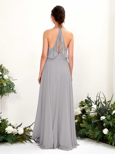 Carlyna Launo A-Line Dove Bridesmaid Dress Maxi Sleeveless V-Neck Dress #color_dove