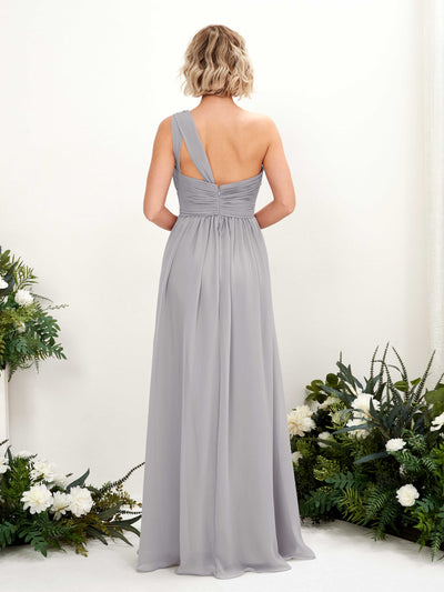 Carlyna Flaze A-Line Dove Bridesmaid Dress Maxi Sleeveless One Shoulder Dress Back View #color_dove