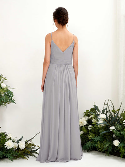 Carlyna Dira A-Line Dove Bridesmaid Dress Maxi Sleeveless V-Neck Dress Back View #color_dove