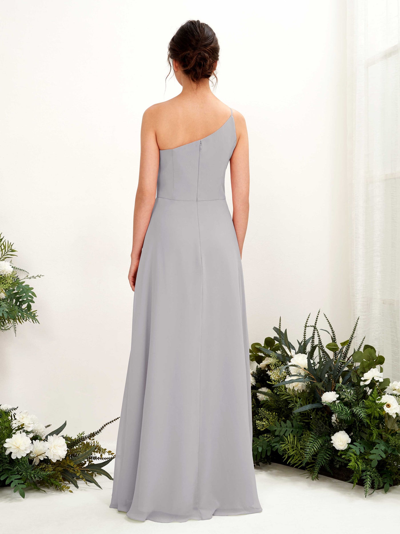 One Shoulder Sleeveless Chiffon Bridesmaid Dress - Dove (81225725)#color_dove
