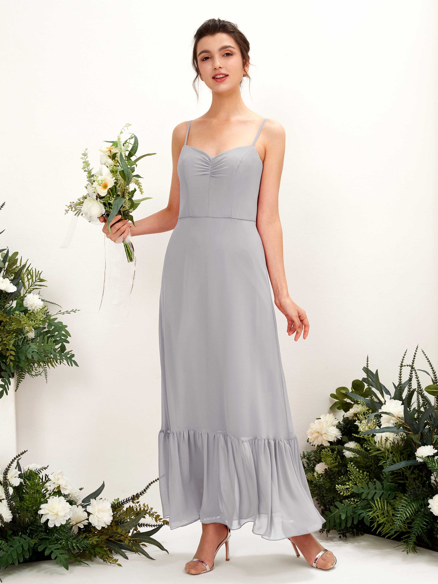 Spaghetti-straps Sweetheart Sleeveless Chiffon Bridesmaid Dress - Dove (81223025)#color_dove