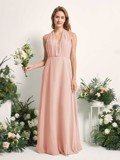 Carlyna Carolyn Convertible Pearl Pink Bridesmaid Dress Maxi Sleeveless Sweetheart Dress Front View #color_pearl-pink