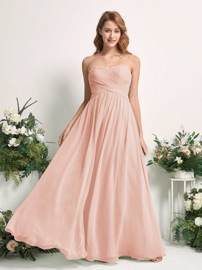 Carlyna Elma A-Line Pearl Pink Bridesmaid Dress Maxi Sleeveless Sweetheart Dress Front View #color_pearl-pink