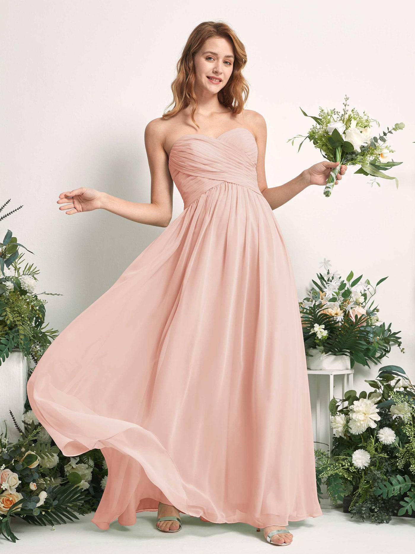 Bridesmaid Dress A-line Chiffon Sweetheart Full Length Sleeveless Wedding Party Dress - Pearl Pink (81226908)#color_pearl-pink
