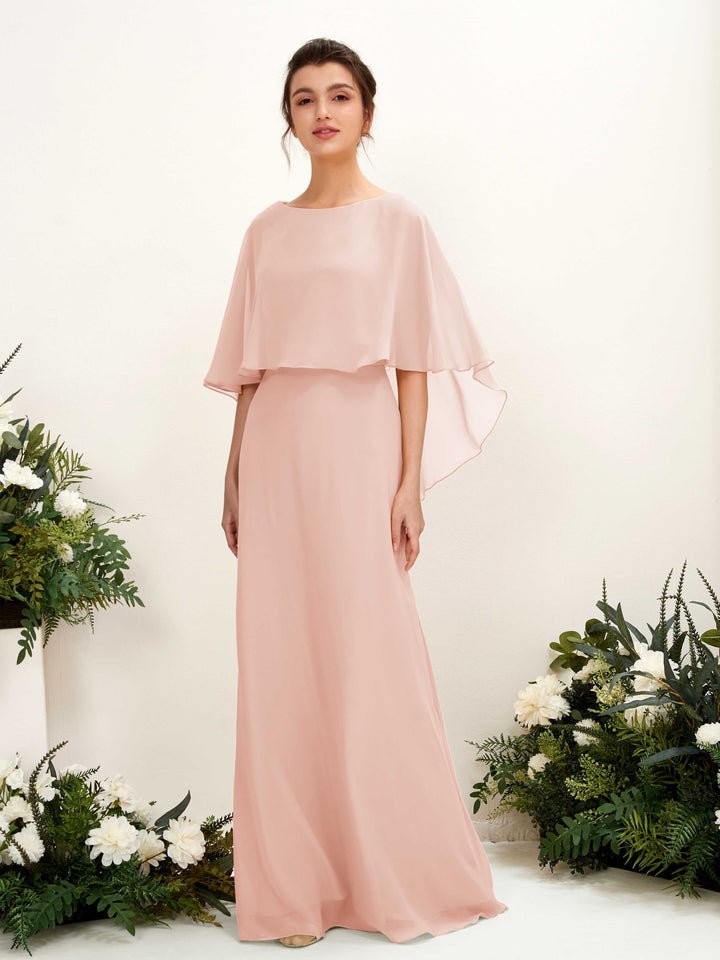 A-line Bateau Sleeveless Chiffon Bridesmaid Dress - Pearl Pink (81222008)