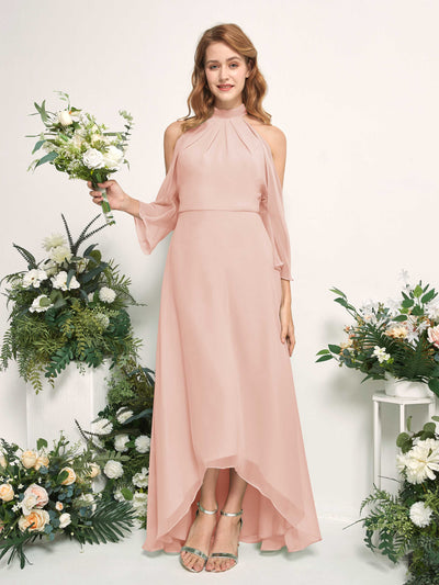 Carlyna Maxine A-Line Pearl Pink Bridesmaid Dress Maxi Sleeveless Round Neck Dress #color_pearl-pink