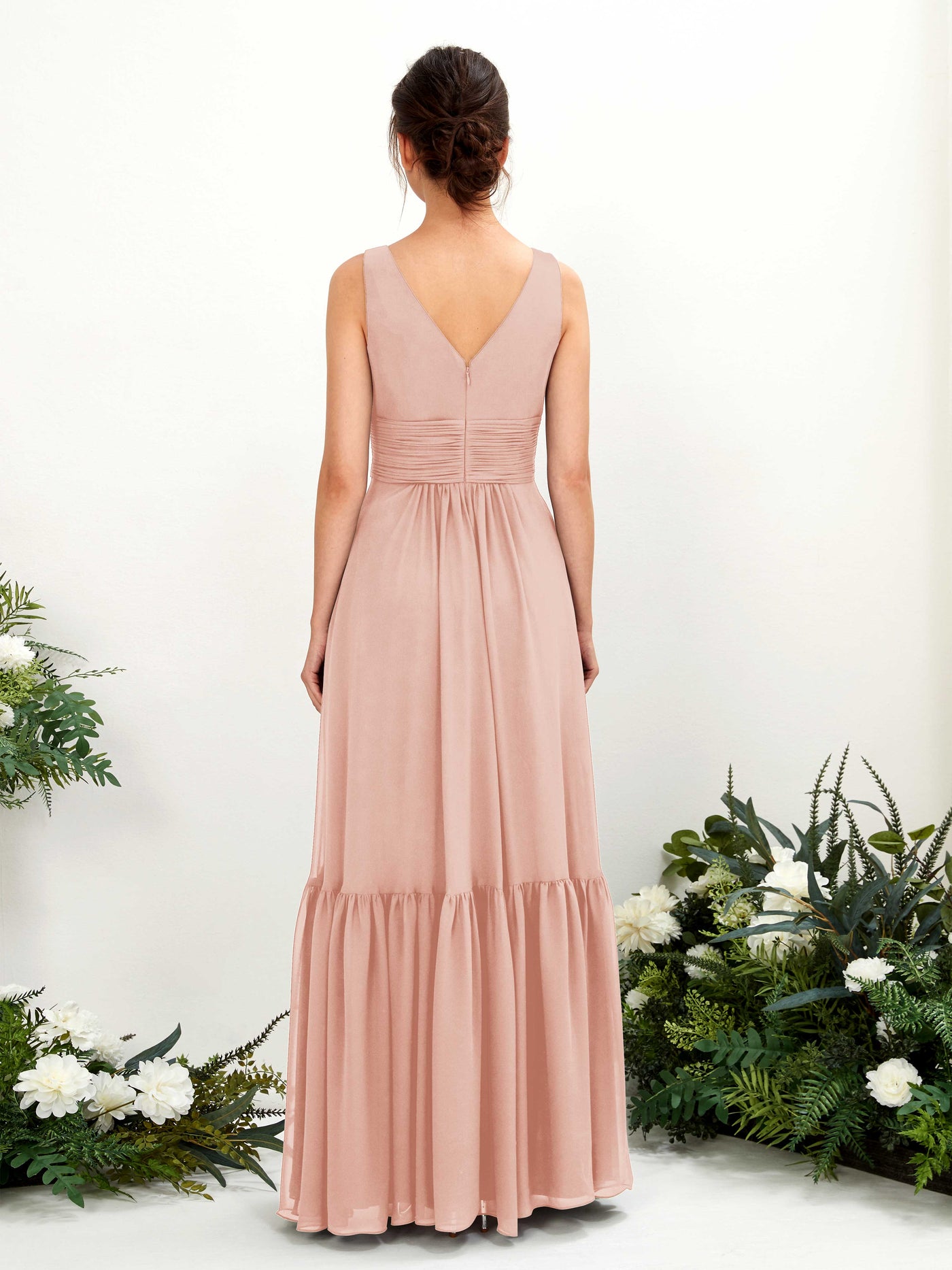A-line Maternity Straps Sleeveless Chiffon Bridesmaid Dress - Pearl Pink (80223708)#color_pearl-pink