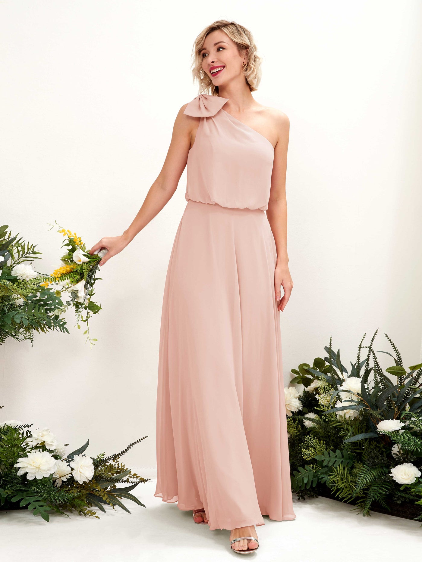 A-line One Shoulder Sleeveless Chiffon Bridesmaid Dress - Pearl Pink (81225508)#color_pearl-pink
