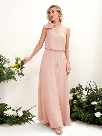 Carlyna Laurel A-Line Pearl Pink Bridesmaid Dress Maxi Sleeveless One Shoulder Dress #color_pearl-pink