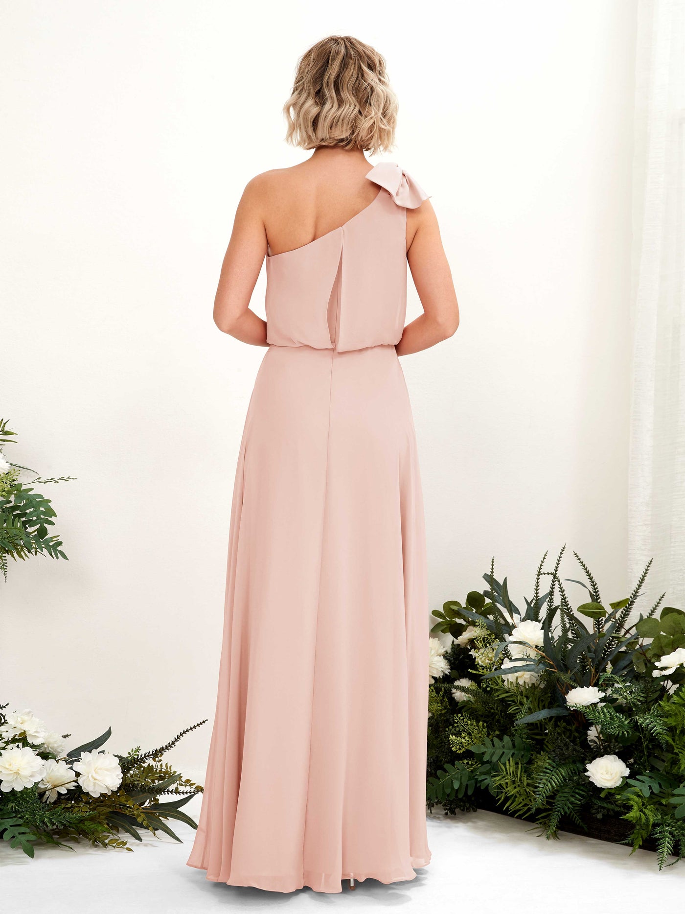 A-line One Shoulder Sleeveless Chiffon Bridesmaid Dress - Pearl Pink (81225508)#color_pearl-pink